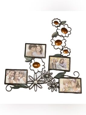 Fetco Jardana Decorative Floral Photo Frame with Orange and Silver Accents.